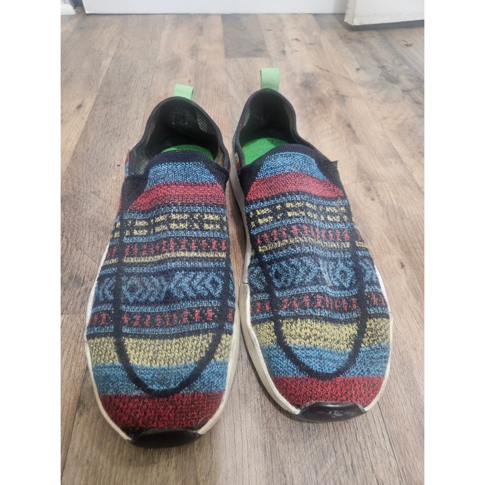 Sanuk Mens Multi-Color Knit Geometric Slip On Shoes Loafers
